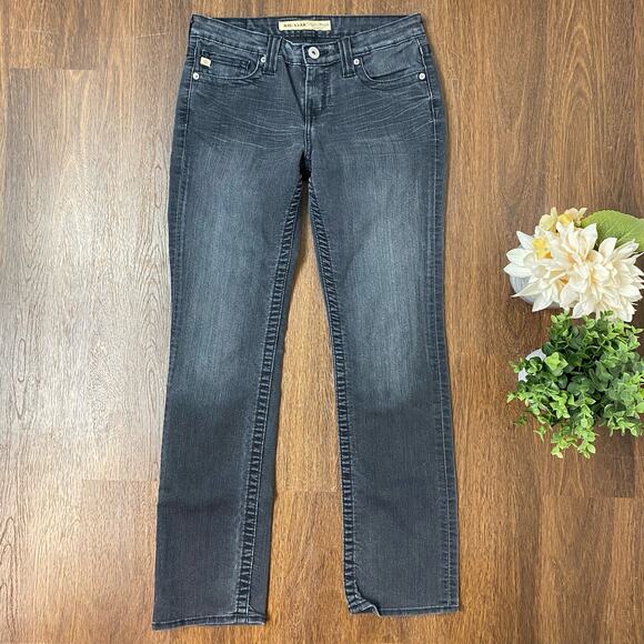 Big Star Black Washed Kayla Straight Mid Rise Fit Denim Jeans 28R - Picture 1 of 8